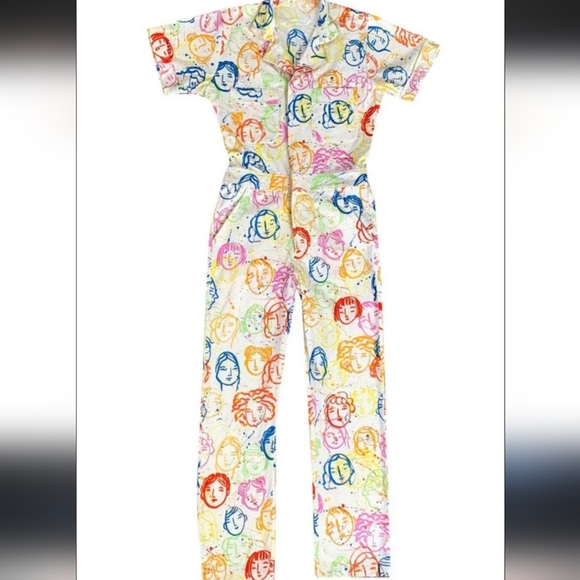 Colorful Face Print Jumpsuit - Picture 2 of 7